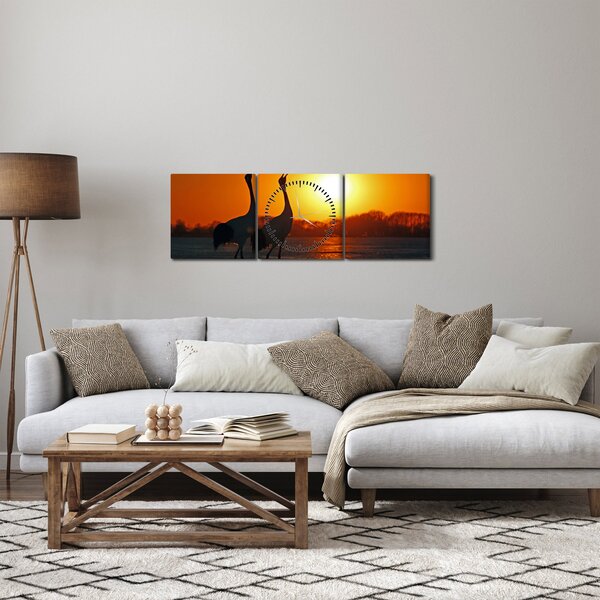 Slika ptica u zalasku sunca (sa satom) (90x30 cm)