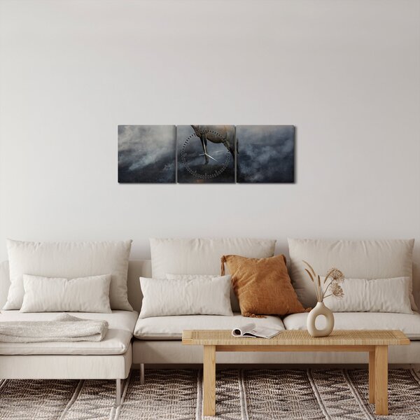 Slika divokoze u plamenu (sa satom) (90x30 cm)