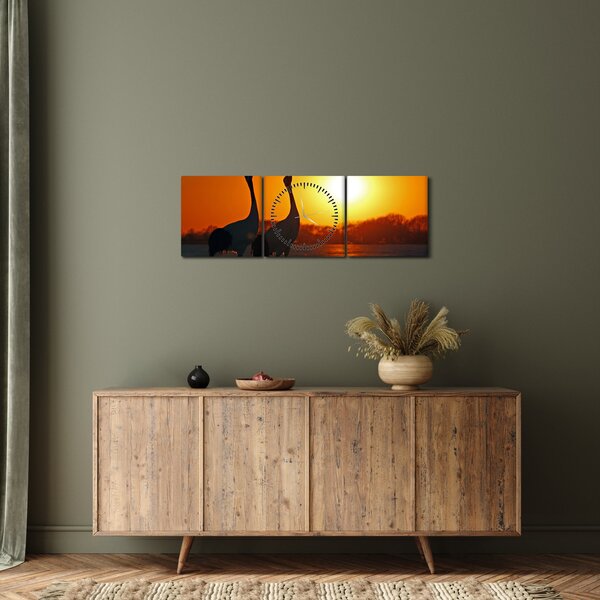 Slika ptica u zalasku sunca (sa satom) (90x30 cm)