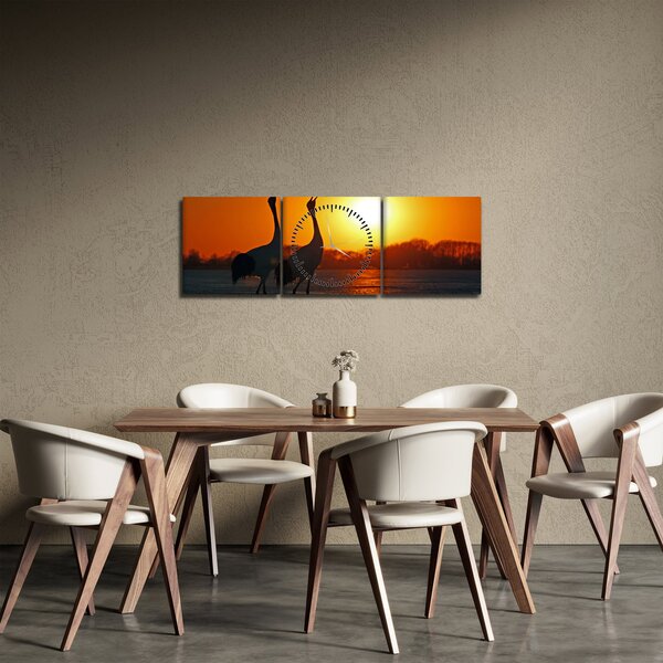 Slika ptica u zalasku sunca (sa satom) (90x30 cm)
