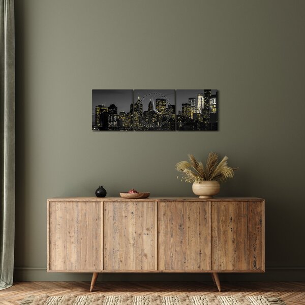 Slika noćne metropole (sa satom) (90x30 cm)