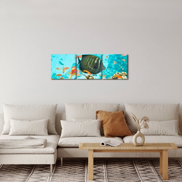 Slika podmorskog svijeta (sa satom) (90x30 cm)
