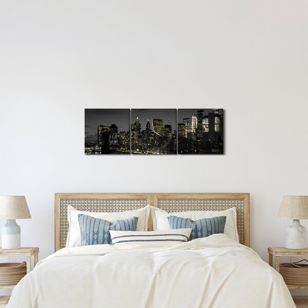 Slika noćne metropole (sa satom) (90x30 cm)