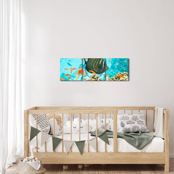 Slika podmorskog svijeta (sa satom) (90x30 cm)