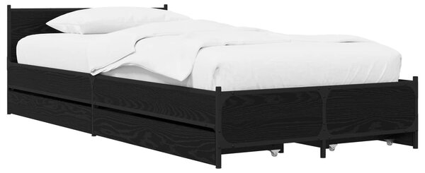 Okvir kreveta s uzglavljem s ladicama Crni hrast 80 x 200 cm - Crna / 80 x 200 cm
