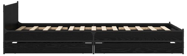 Okvir kreveta s uzglavljem s ladicama Crni hrast 80 x 200 cm - Crna / 80 x 200 cm