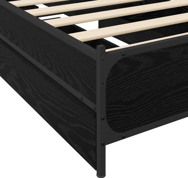 Okvir kreveta s uzglavljem s ladicama Crni hrast 80 x 200 cm - Crna / 80 x 200 cm
