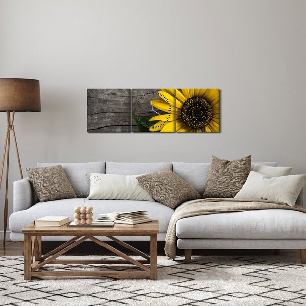 Slika - Cvijet suncokreta (sa satom) (90x30 cm)