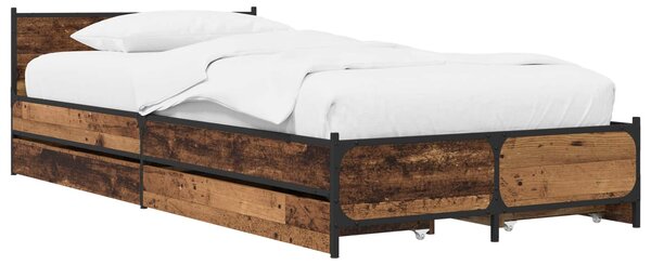 Okvir kreveta s uzglavljem s ladicama Staro drvo 80 x 200 cm - Smeđa / 80 x 200 cm