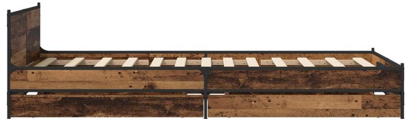 Okvir kreveta s uzglavljem s ladicama Staro drvo 80 x 200 cm - Smeđa / 80 x 200 cm