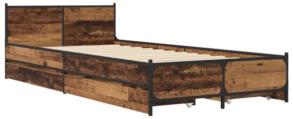 Okvir kreveta s uzglavljem s ladicama Staro drvo 80 x 200 cm - Smeđa / 80 x 200 cm