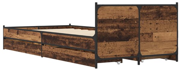 Okvir kreveta s uzglavljem s ladicama Staro drvo 80 x 200 cm - Smeđa / 80 x 200 cm