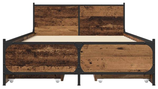 Okvir kreveta s uzglavljem s ladicama Staro drvo 80 x 200 cm - Smeđa / 80 x 200 cm