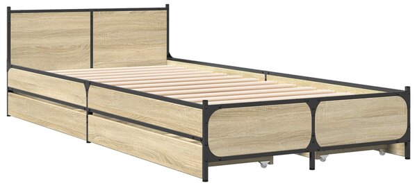 Okvir kreveta s uzglavljem s ladicama Hrast sonoma 80 x 200 cm - Smeđa / 80 x 200 cm
