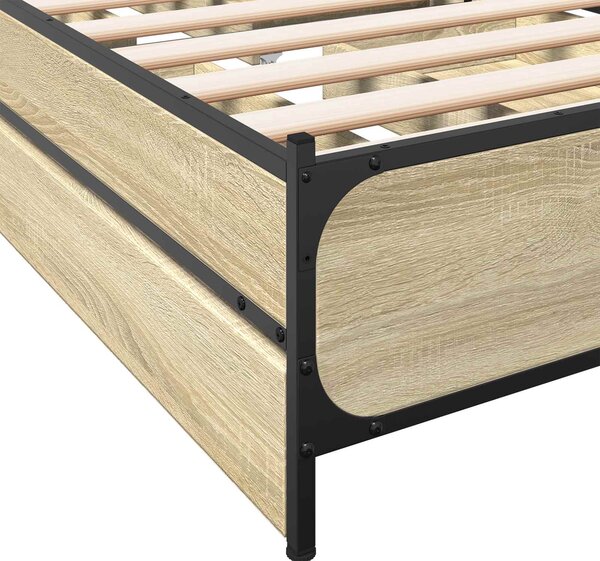 Okvir kreveta s uzglavljem s ladicama Hrast sonoma 80 x 200 cm - Smeđa / 80 x 200 cm