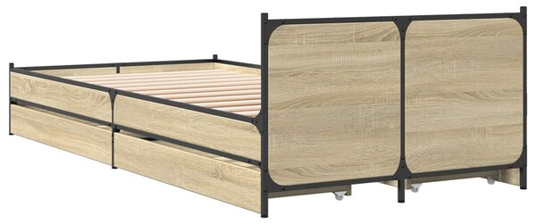 Okvir kreveta s uzglavljem s ladicama Hrast sonoma 80 x 200 cm - Smeđa / 80 x 200 cm