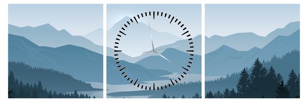 Slika - Planine pogledom grafičara (sa satom) (90x30 cm)