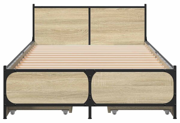 Okvir kreveta s uzglavljem s ladicama Hrast sonoma 80 x 200 cm - Smeđa / 80 x 200 cm