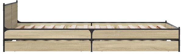 Okvir kreveta s uzglavljem s ladicama Hrast sonoma 80 x 200 cm - Smeđa / 80 x 200 cm