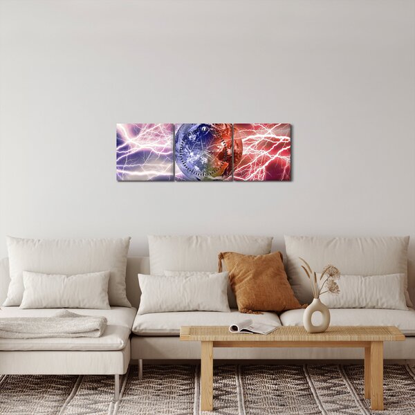 Slika - Zemaljska kugla pod strujom (sa satom) (90x30 cm)