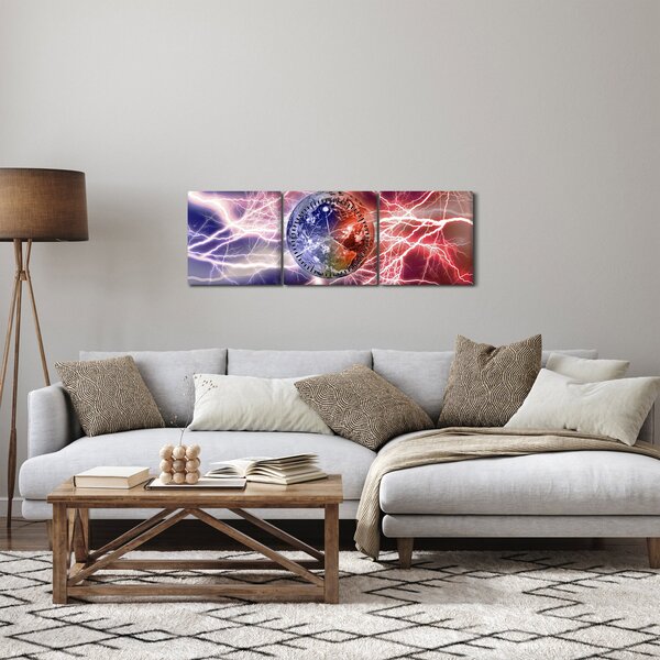 Slika - Zemaljska kugla pod strujom (sa satom) (90x30 cm)