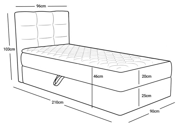 Tapecirani boxspring krevet DIRELIS VIBE 90x200 cm kremasti Madrac: Bonell opružni madrac