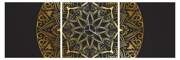 Slika zlatne apstrakcije (sa satom) (90x30 cm)