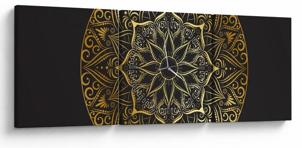 Slika zlatne apstrakcije (sa satom) (90x30 cm)