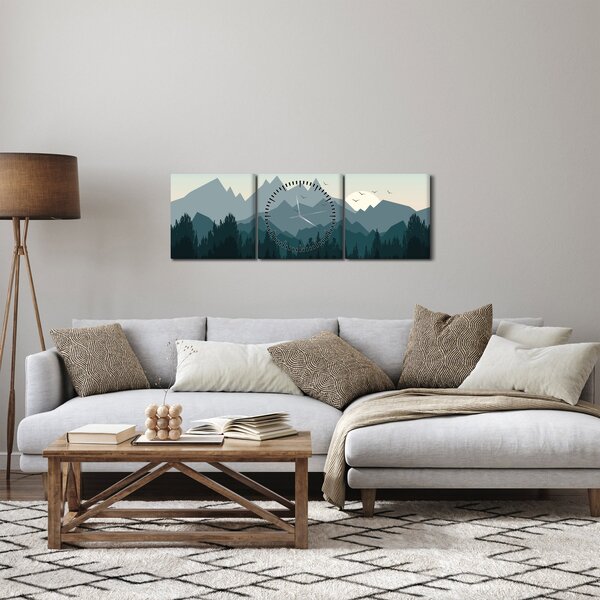 Slika - Planine pogledom grafičara (sa satom) (90x30 cm)