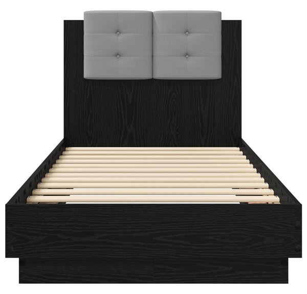Okvir kreveta s uzglavljem s uzglavljem Crni hrast 80 x 200 cm - Crna / 80 x 200 cm