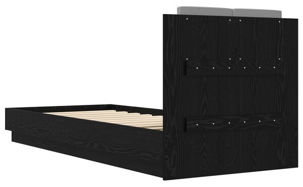 Okvir kreveta s uzglavljem s uzglavljem Crni hrast 80 x 200 cm - Crna / 80 x 200 cm
