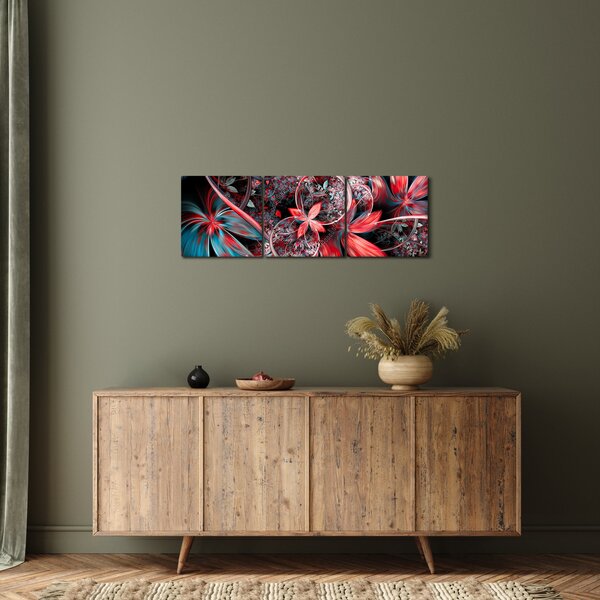 Apstraktna slika egzotičnog cvijeća (sa satom) (90x30 cm)