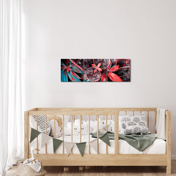 Apstraktna slika egzotičnog cvijeća (sa satom) (90x30 cm)