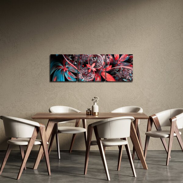 Apstraktna slika egzotičnog cvijeća (sa satom) (90x30 cm)