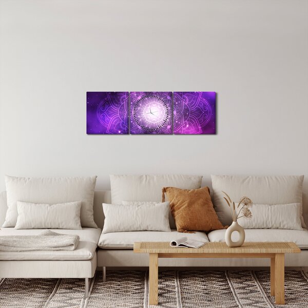 Slika ljubičaste apstrakcije (sa satom) (90x30 cm)