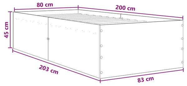 Okvir kreveta za pod Betonska siva 80 x 200 cm - Siva / 80 x 200 cm
