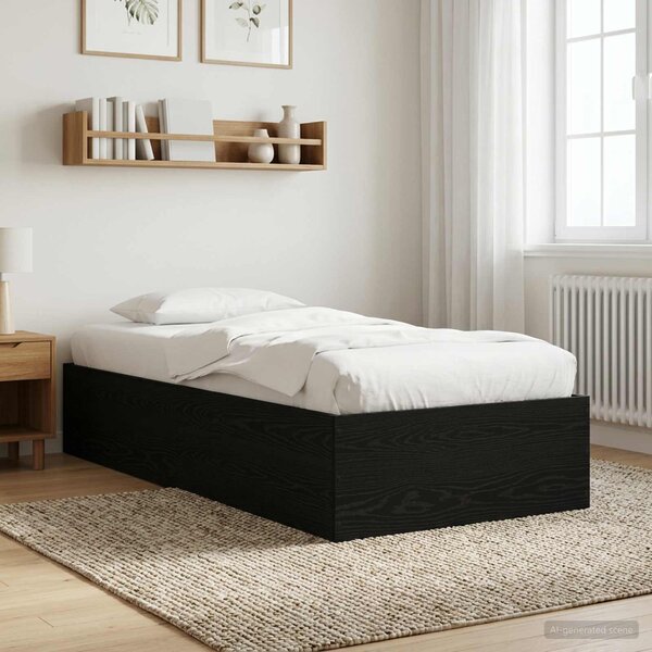 Okvir kreveta za pod Crni hrast 80 x 200 cm Konstruirano drvo - Crna / 80 x 200 cm