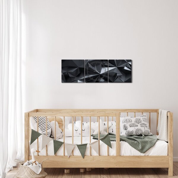 Slika - Geometrijska apstrakcija (sa satom) (90x30 cm)