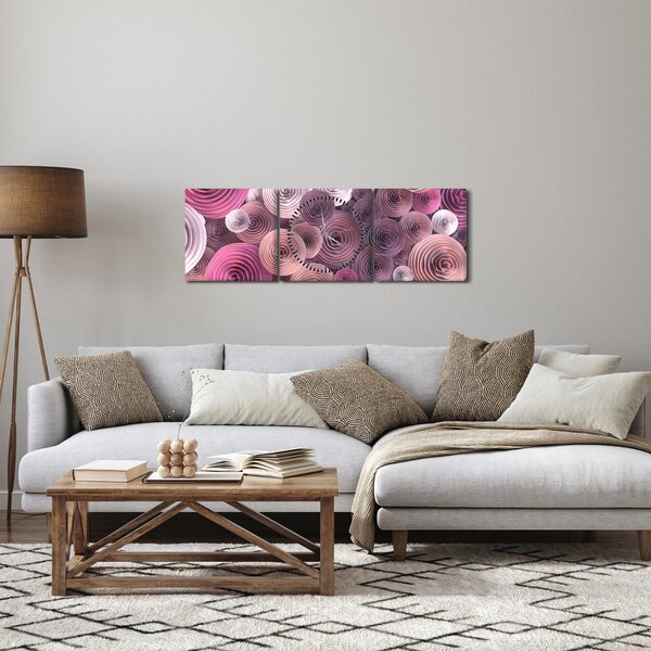 Apstraktna slika cvijeća ruže (sa satom) (90x30 cm)
