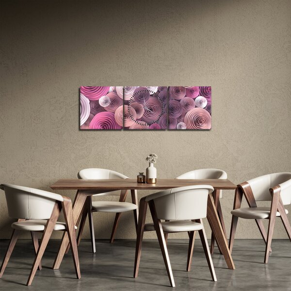 Apstraktna slika cvijeća ruže (sa satom) (90x30 cm)