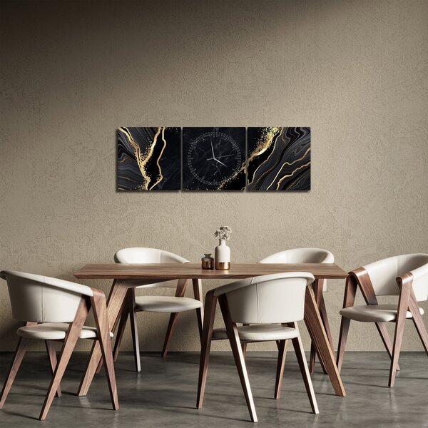 Slika zlatne apstrakcije (sa satom) (90x30 cm)