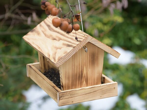 ATMOWOOD Drvena hranilica za ptice od opaljenog drva