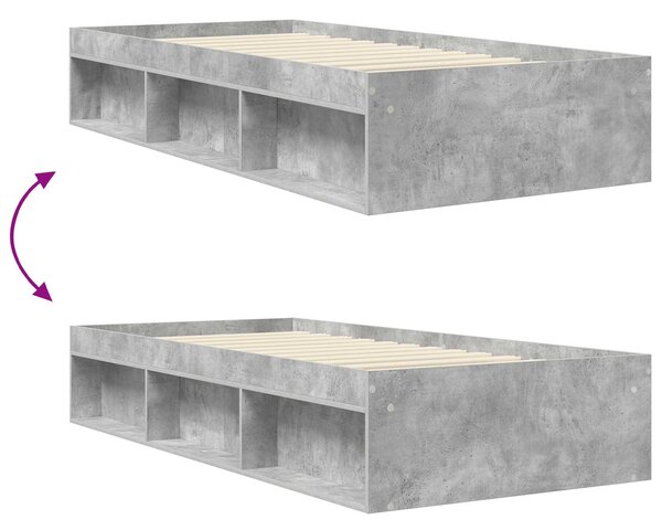 Okvir kreveta s pohranom s policom Betonska siva 80 x 200 cm - Siva / 80 x 200 cm