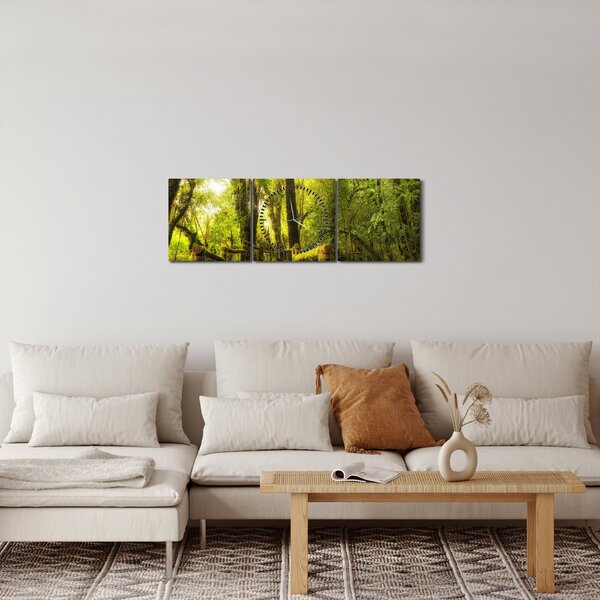 Slika džungle i mahovine (sa satom) (90x30 cm)