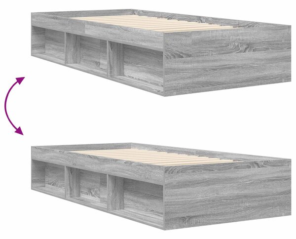 Okvir kreveta s pohranom s policom Siva Sonoma 80 x 200 cm - Siva / 80 x 200 cm
