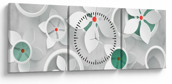 Slika cvjetne apstrakcije (sa satom) (90x30 cm)