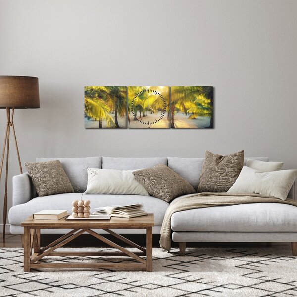 Slika - Žena i palme (sa satom) (90x30 cm)