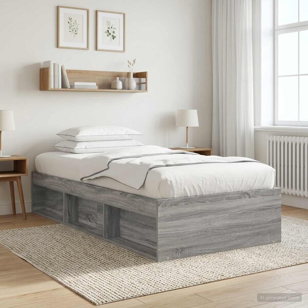 Okvir kreveta s pohranom s policom Siva Sonoma 80 x 200 cm - Siva / 80 x 200 cm