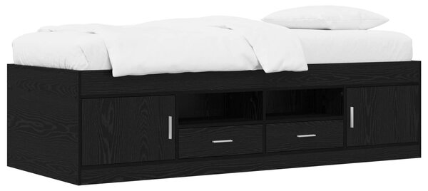 Okvir kreveta s pohranom s ladicama Crni hrast 80 x 200 cm - Crna / 80 x 200 cm