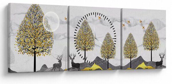 Slika naslikanih jelenova (sa satom) (90x30 cm)